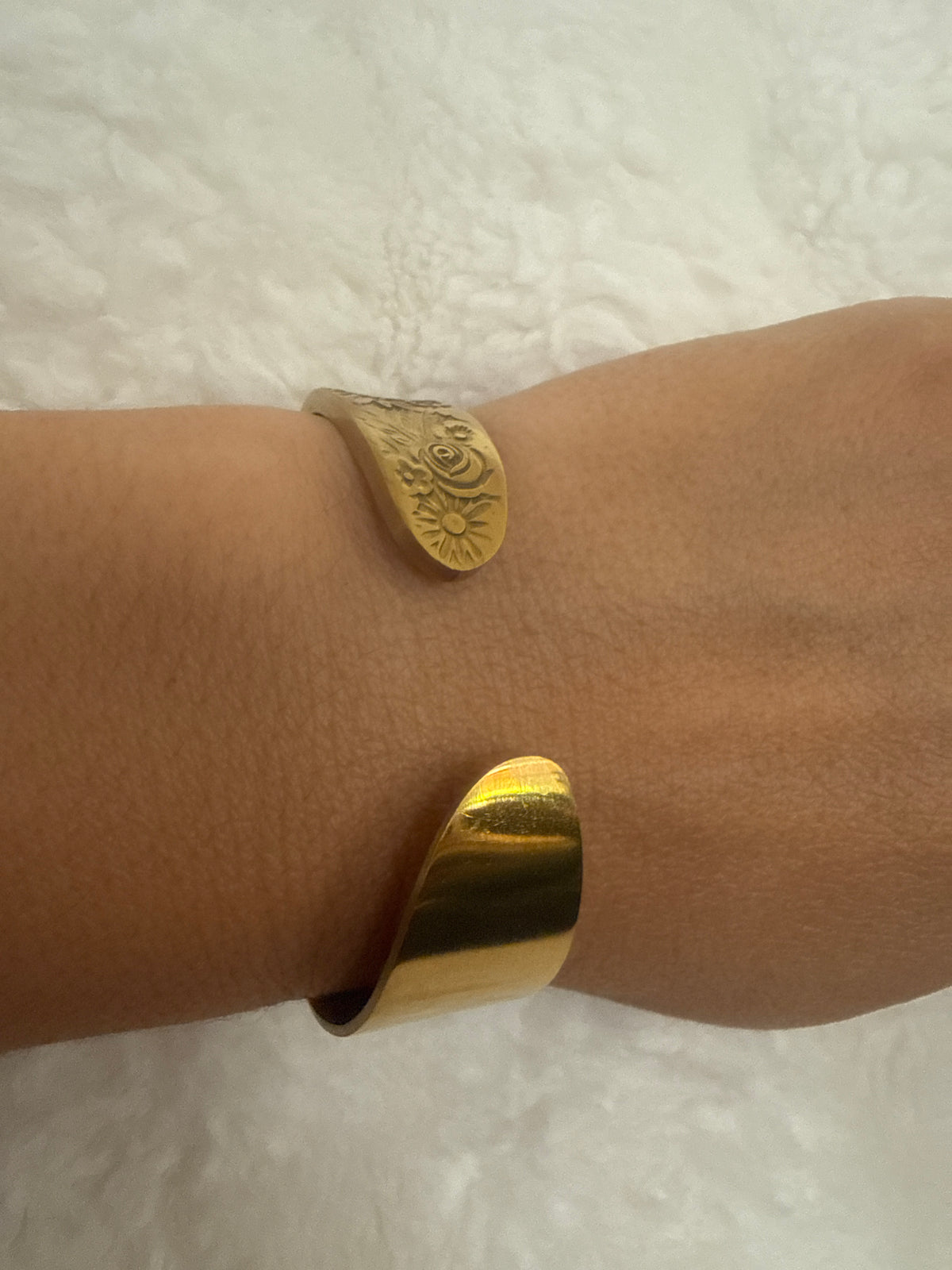 Gold Flower Cuff Bracelet