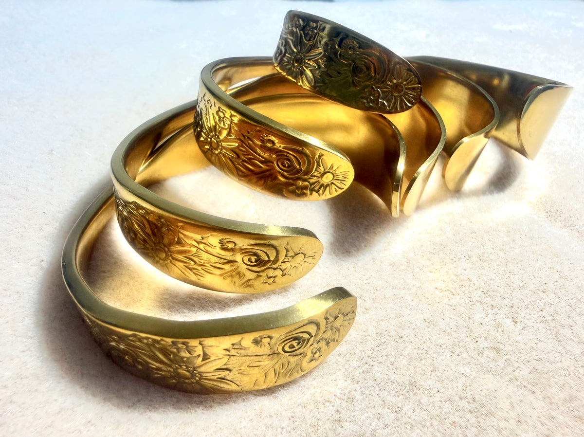 Gold Flower Cuff Bracelet